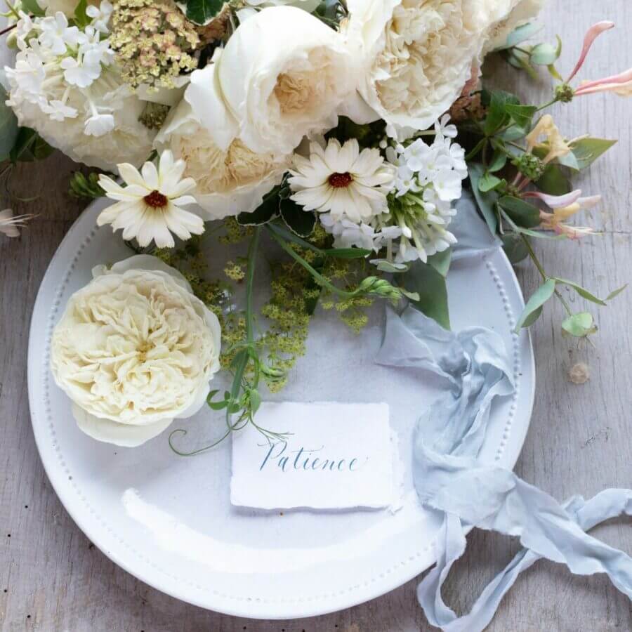 Patience roses in a wedding centerpiece