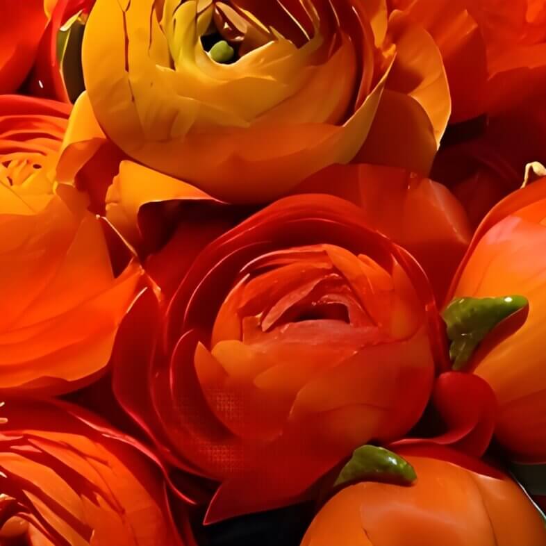 Orange Cloni Ranunculus