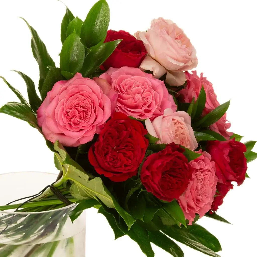 Hand-tied garden rose bouquet