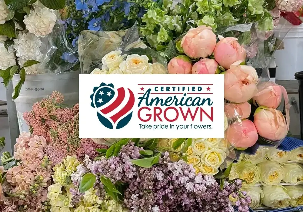 Certified American Grown flowers at FabulousFlorals.com, featuring roses, lilac, stock, delphinium, and seasonal U.S.-grown blooms