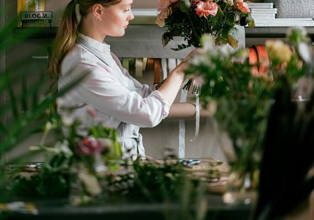 diy floral arrangement being prepared