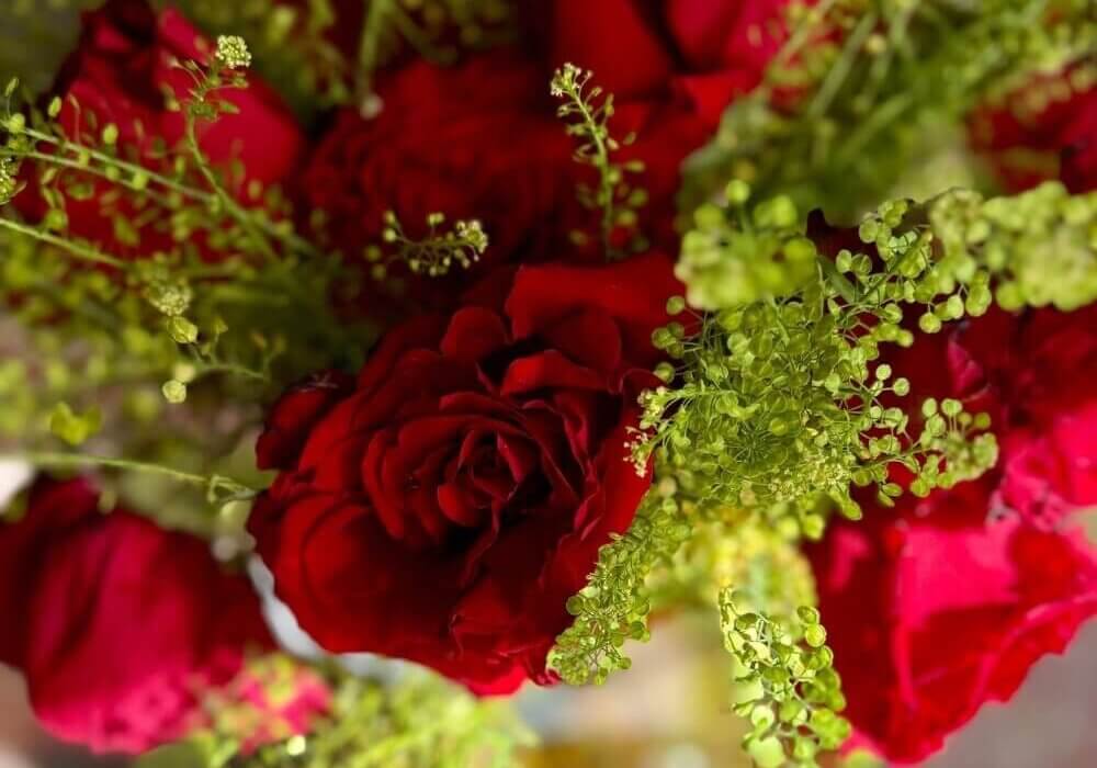 close-up of valentine's day bouquet