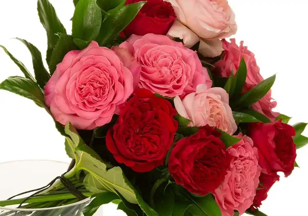 Hand-tied garden rose bouquet